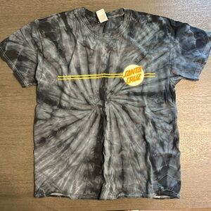 Santa Cruz Tie-Dye Tee | Black & Gray Spiral | Size L